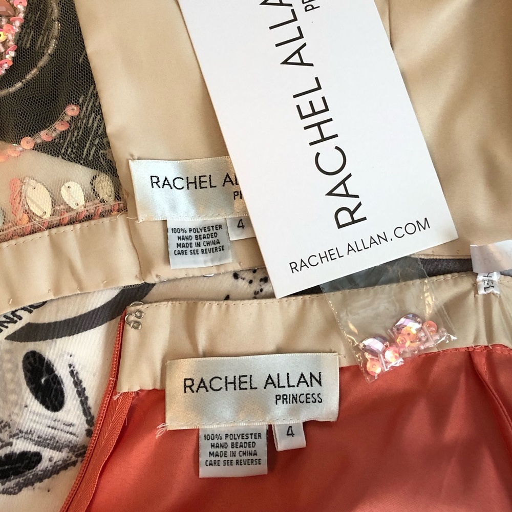 🔴FINAL CLEARANCE NEW RACHEL ALLEN SZ 4 CORAL TWO PIECE BEADED ILLUSION GOWN - Picture 12 of 14